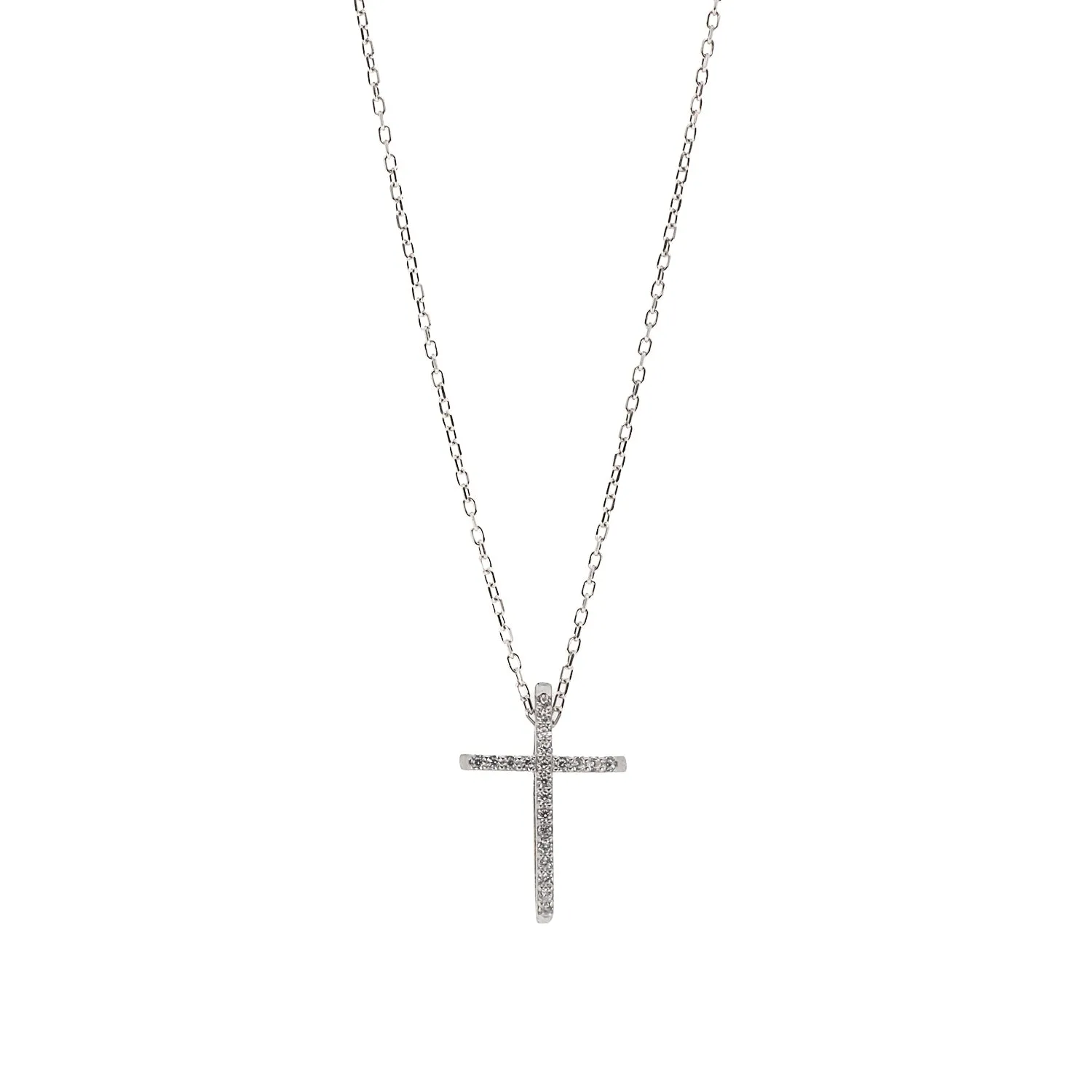 Unique Diamond Cross Necklace Silver