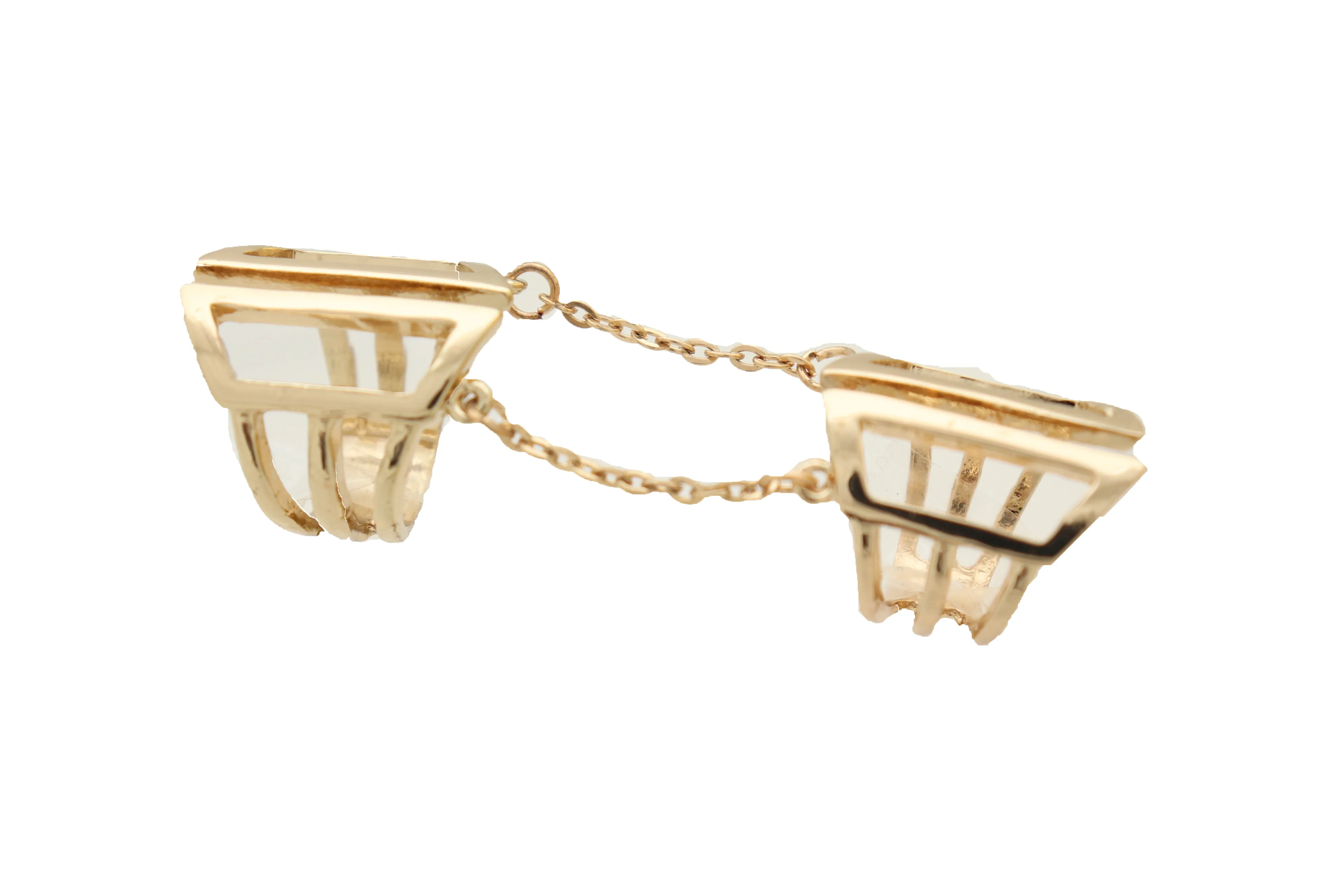 Women Gold Cuff Ring Metal Long Finger Double Adjustable Band Up to Size 9