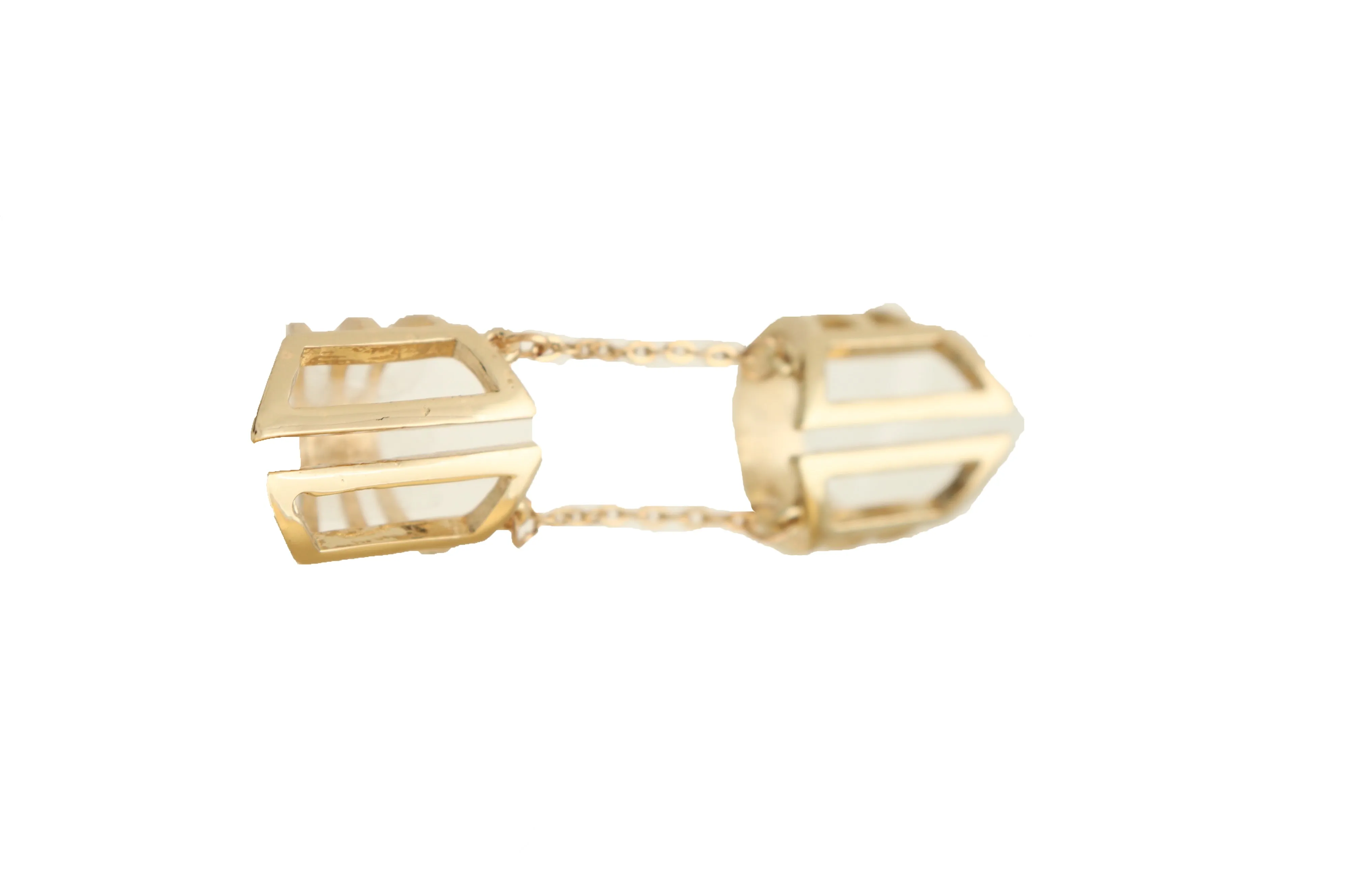 Women Gold Cuff Ring Metal Long Finger Double Adjustable Band Up to Size 9
