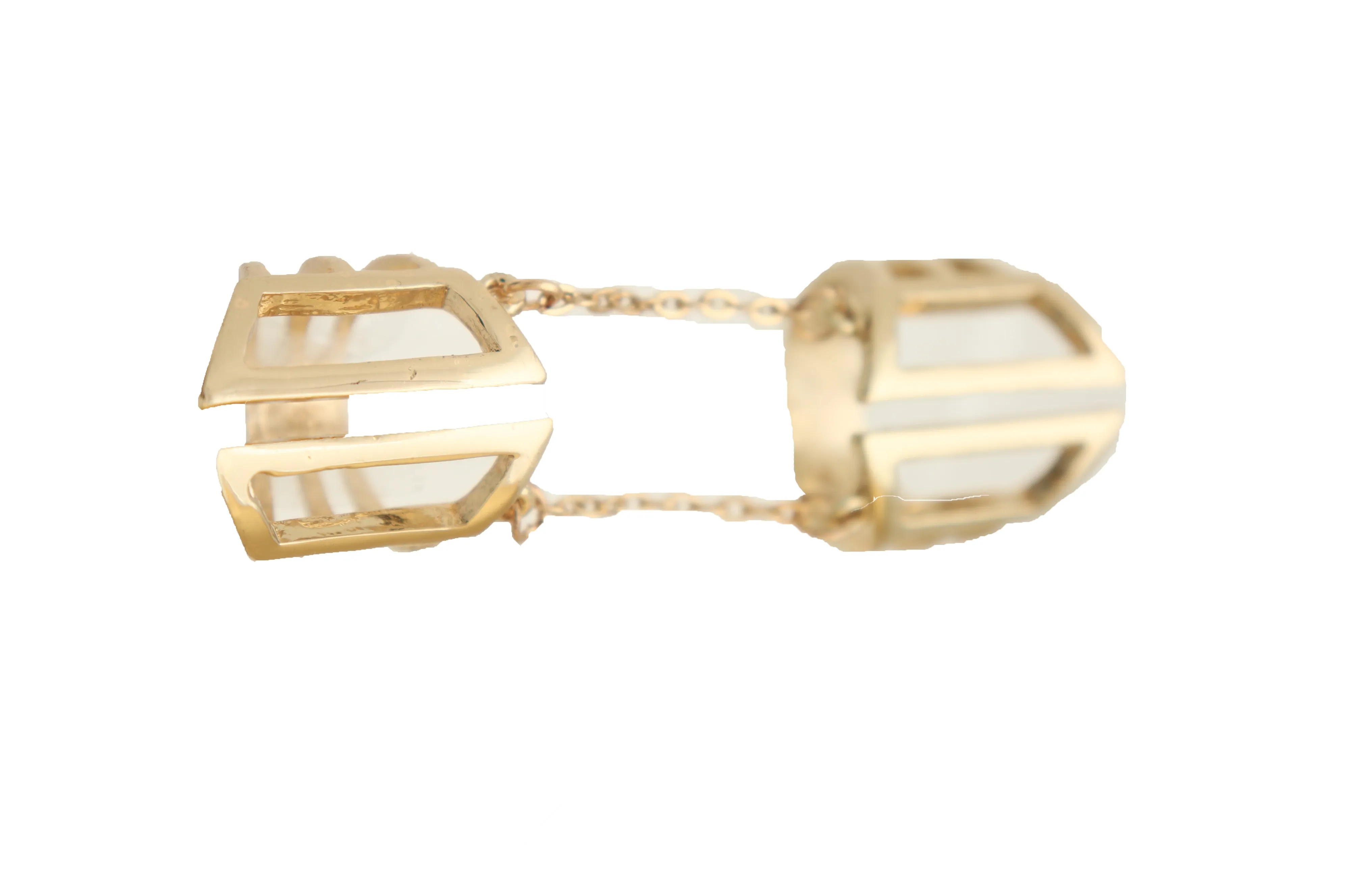 Women Gold Cuff Ring Metal Long Finger Double Adjustable Band Up to Size 9