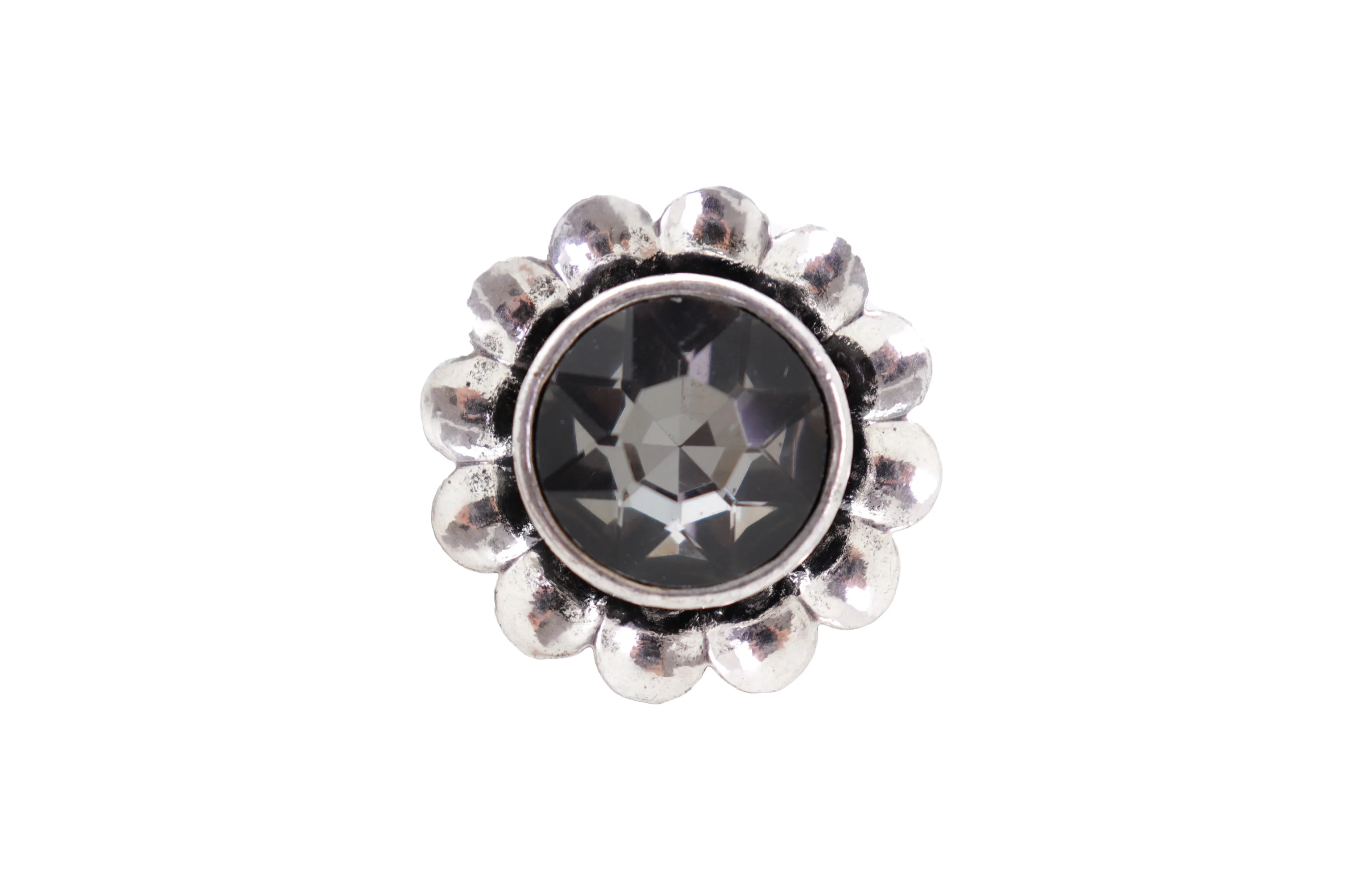 Women Silver Metal Flower Fashion Ring Jewelry Filigree Charm Elastic Band One Size Fits All