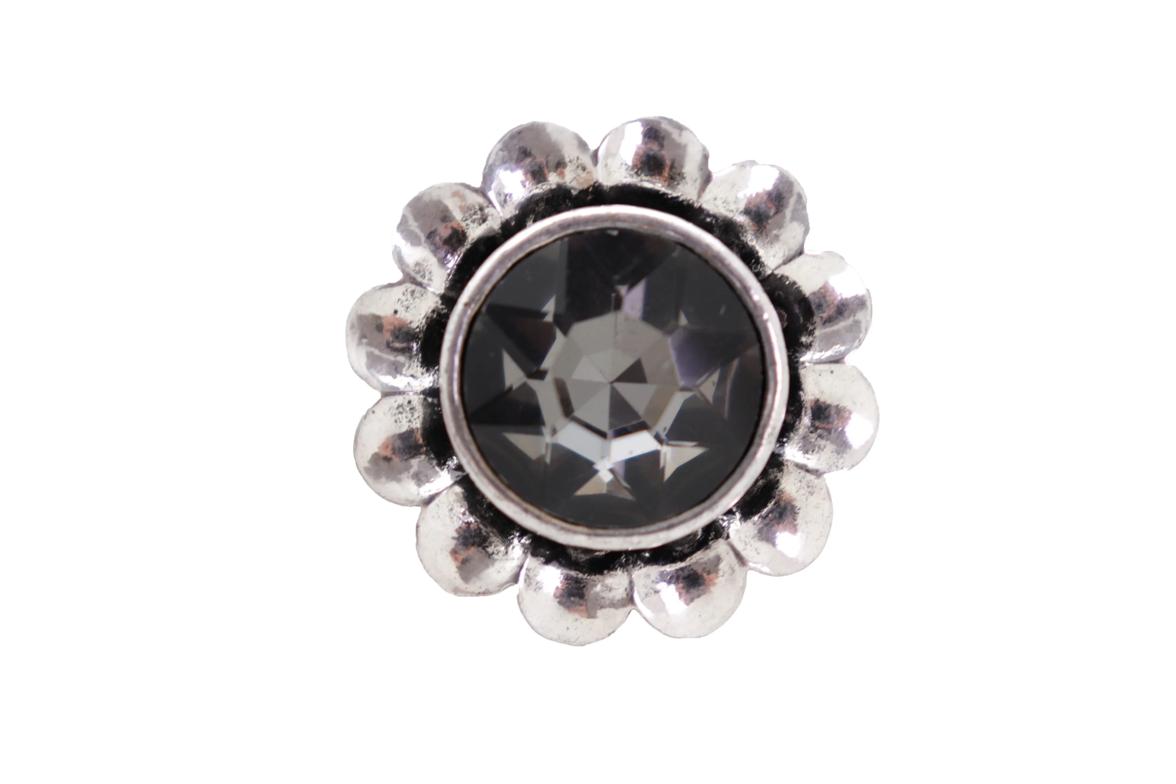 Women Silver Metal Flower Fashion Ring Jewelry Filigree Charm Elastic Band One Size Fits All